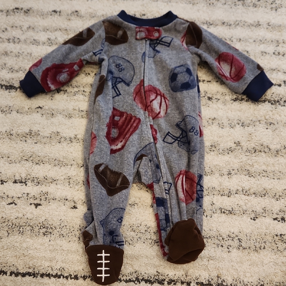 Carter's Blue and Brown Sports Footie Size 3 Months